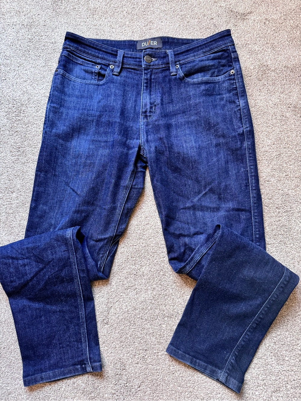 Mens DUER L2X Slim Fit Jeans Size 33x32 Dark Wash Stretch Denim